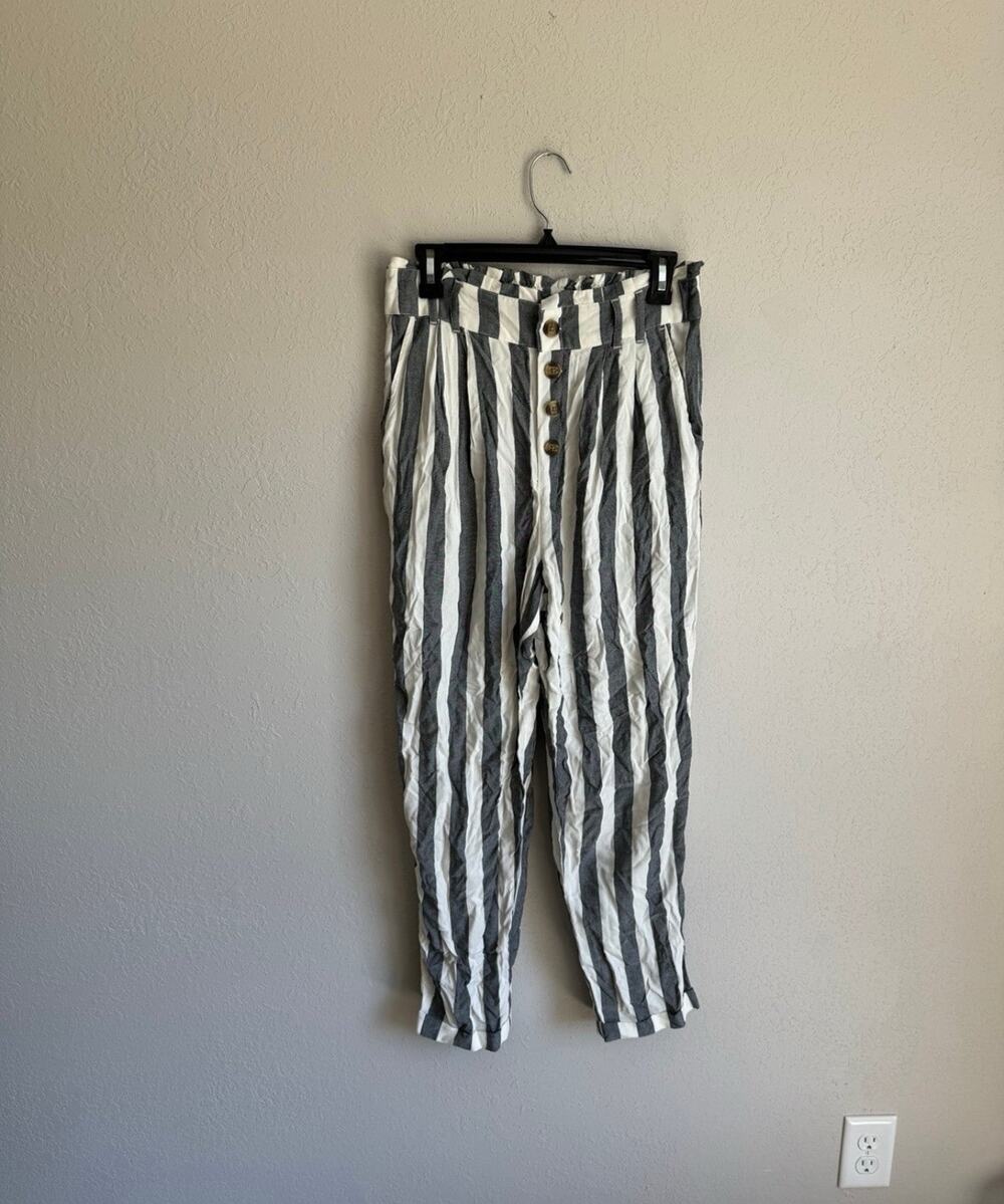 NWT American Eagle Navy and White Striped Viscose Pants Women’s M Beach Vacation
